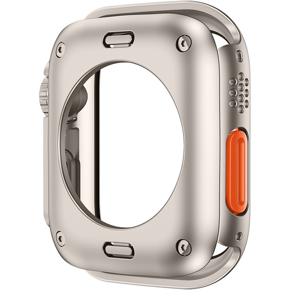 2в1 чехол и защитное стекло для часов Apple Watch 7/8 45MM, Titanium Gold/Orange