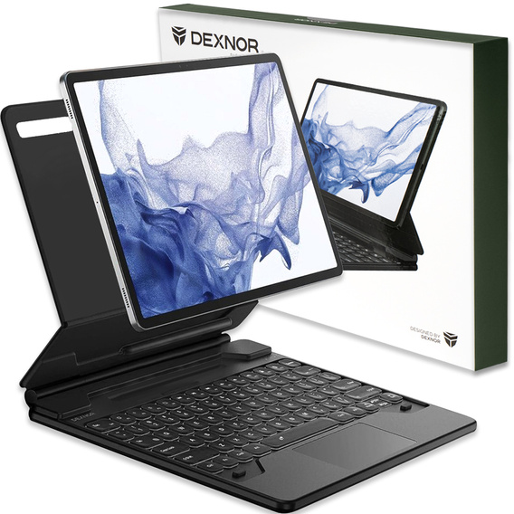 Обкладинка для клавіатури Samsung Galaxy Tab S10+/S9 FE+ Plus/S9+/ S8+/ S7+/ S7 FE, Dexnor Magnetic Keyboard Touchpad, чорний