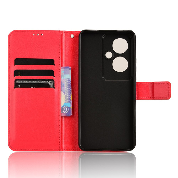 Футляр з клапаном для Oppo Reno 11F 5G, Crazy Horse Wallet, червоний