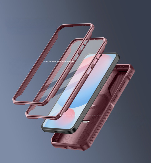 Броньований чохол для Samsung Galaxy S24 FE, Dexnor Full Body (Two Frames), рожевий