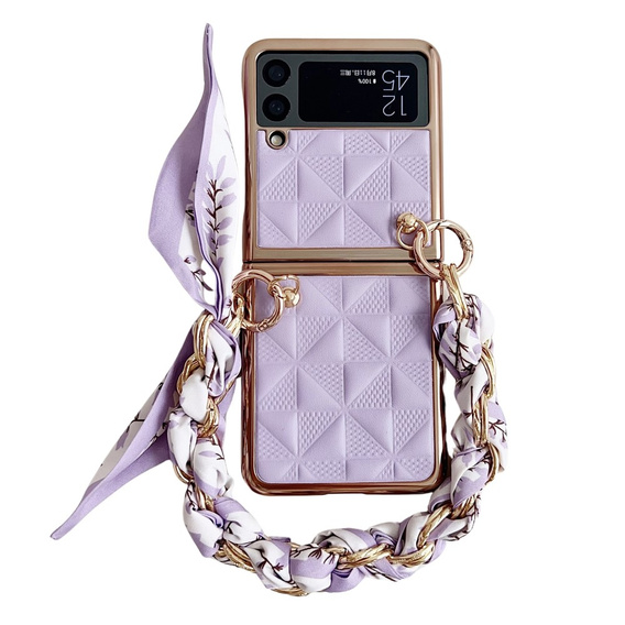 Чохол для Samsung Galaxy Z Flip4 5G, Grid Leather, фіолетовий