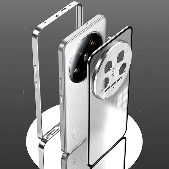 Чехол для Xiaomi 14 Ultra, Magnetic Dual Glass, серебряный