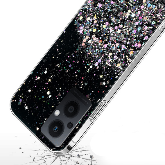 Чехол до Oppo Reno7 Lite 5G, Glittery, чёрный