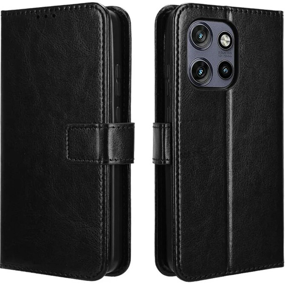 Футляр з клапаном для Motorola Edge 50 Neo / Motorola ThinkPhone 25, Crazy Horse Wallet, чорний