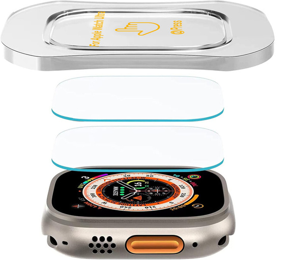 2x закаленное стекло с монтажной рамкой ERBORD для Apple Watch Ultra 1/2/3 49 мм
