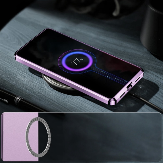 Кожаный чехол для Samsung Galaxy S24 Ultra, с защитой камеры, для MagSafe, фиолетовый