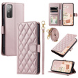 Чохол-сумка для Samsung Galaxy S20 FE, Rhombus Crossbody Leather, рожевий rose gold