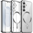 Чохол для Samsung Galaxy S25, Electro MagSafe, сріблястий + Скло на екран