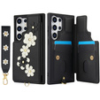 Чохол для Samsung Galaxy S25 Ultra, Leather Flower Card Slot, чорний