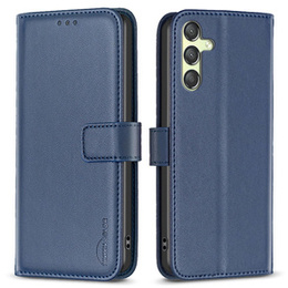 Откидной чехол для Samsung Galaxy A25 5G, BINFEN Wallet, синий + 9H стекло