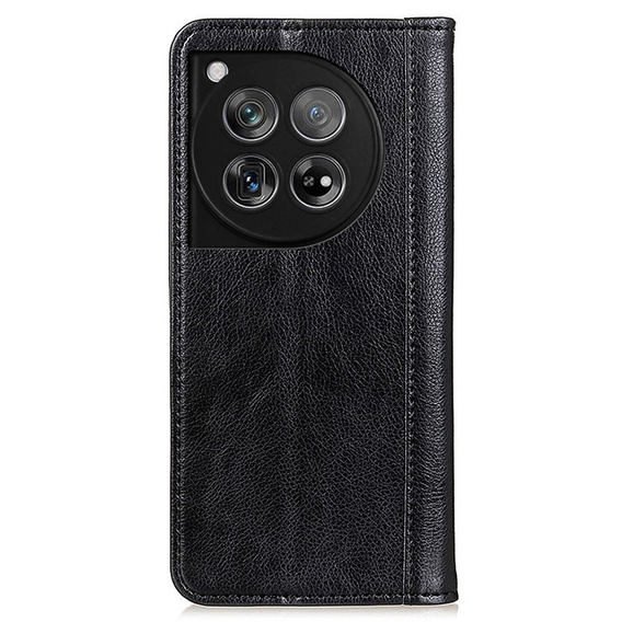 Чехол до OnePlus 12 5G, Wallet Litchi Leather, чёрный