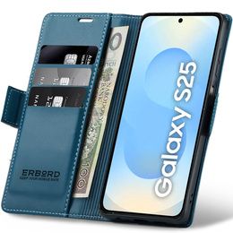 Чохол для Samsung Galaxy S25, ERBORD Glossy Litchi, гаманець з клапаном, м'яти