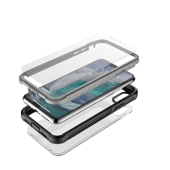 Чoхол Shockproof до iPhone X / XS, із захисним екраном, чорний