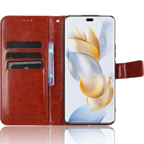 Футляр з клапаном для Honor 90, Crazy Horse Wallet, коричневий
