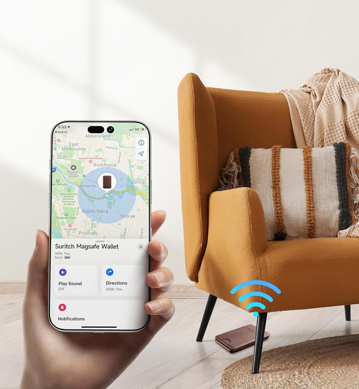 Магнітний гаманець з функцією визначення місцезнаходження, NFC і кредлом для iPhone 16 Pro