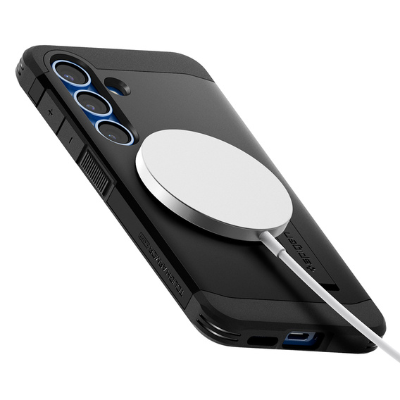 Чехол Spigen для Samsung Galaxy S25, Tough Armor Mag MagSafe, чёрный + закаленное стекло 9H
