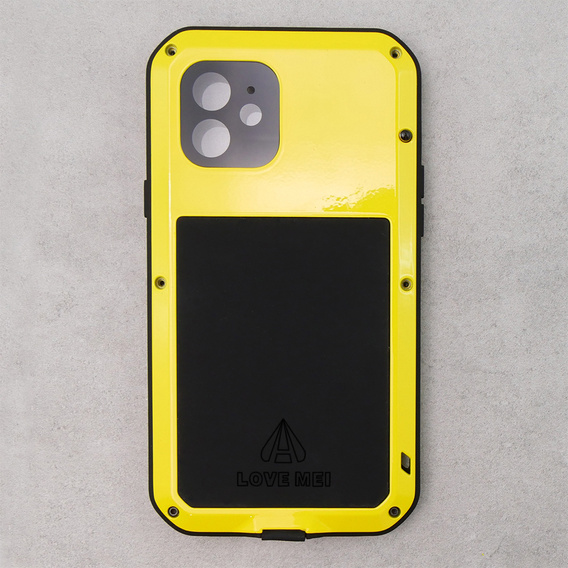 Чехол Love Mei до iPhone 12, armored with glass, жёлтый