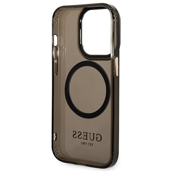 Чoхол GUESS до iPhone 14 Pro Max, Gold Outline Translucent MagSafe, чорний