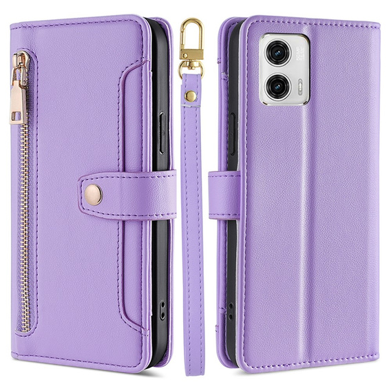Откидной чехол для Motorola Moto G73 5G, Wallet Zipper Pocket, фиолетовый