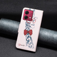 Откидной чехол для Motorola Moto G84 5G, Wallet, giraffe, розовый