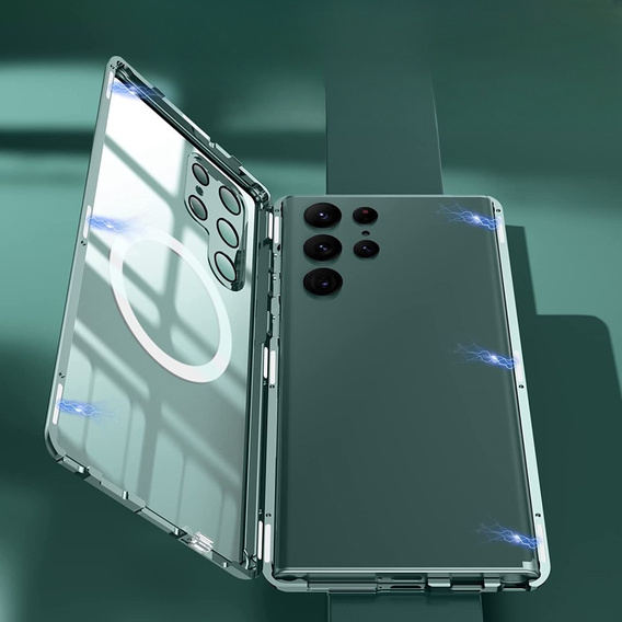 Магнітний чохол Dual Glass MagSafe для Samsung Galaxy S22 Ultra, зелений