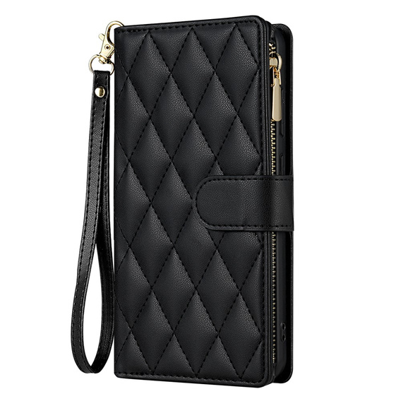 Чохол-сумка для Samsung Galaxy A56 5G, Rhombus Crossbody Leather, чорний