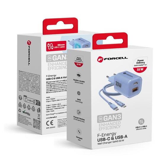 Forcell Зарядное устройство USB-C 3A 45W PD QC 4.0 - White