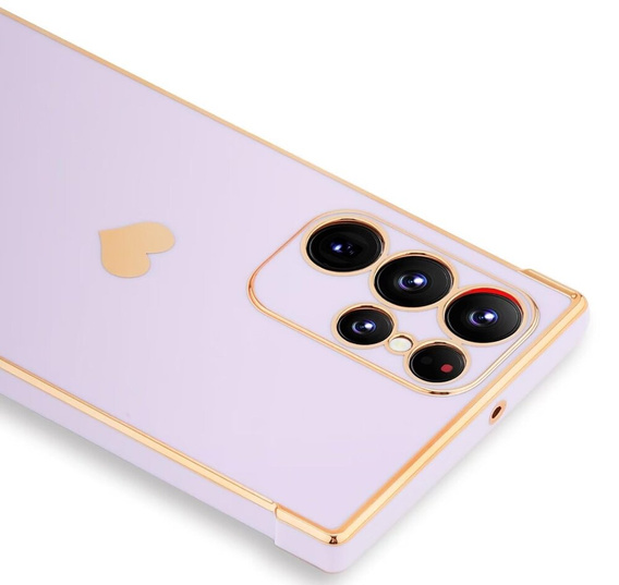 Чехол для Samsung Galaxy S23 Ultra, Electro heart, фиолетовый + полное клеевое керамическое стекло