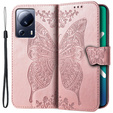 Откидной чехол для Xiaomi 13 Lite, Butterfly, розовый rose gold