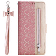 Чохол-кришка для Samsung Galaxy A55 5G, Wallet Pocket Zipper Lace, рожевий