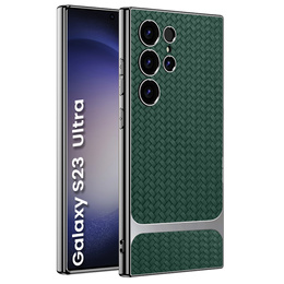 Чoхол до Samsung Galaxy S23 Ultra, GKK Woven Leather, зелений