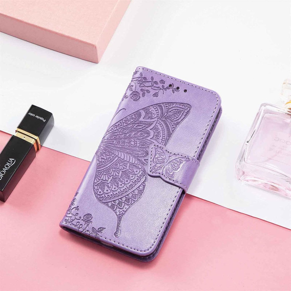 Откидной чехол для Oppo Reno 13F / Oppo Reno 13FS, Butterfly, фиолетовый