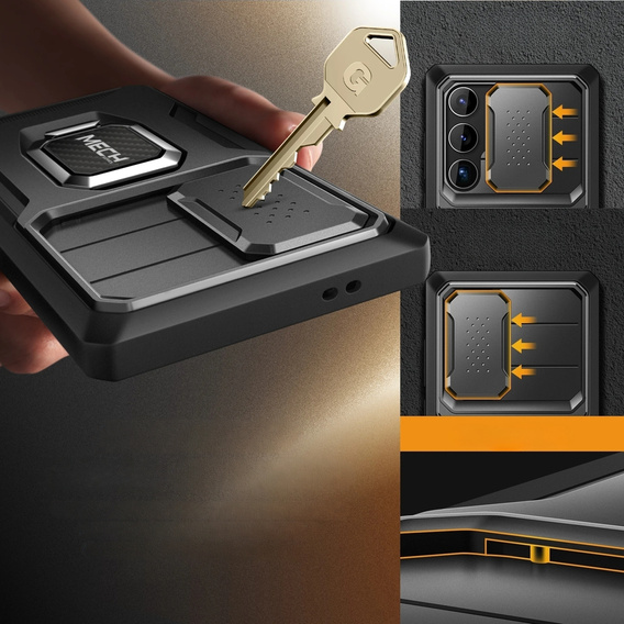 Чохол для Samsung Galaxy S24 Ultra, серія Tongate MECH з підставкою, чорний