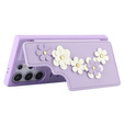 Чехол для Samsung Galaxy S25 Ultra, Leather Flower Card Slot, фиолетовый