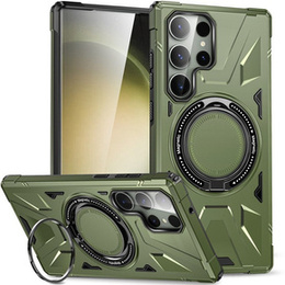 Чехол для Samsung Galaxy S24 Ultra, бронированный с подставкой и ручкой-планшетом, зелёный