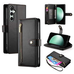 Откидной чехол для Samsung Galaxy S24 FE, Wallet Zipper Pocket, чёрный