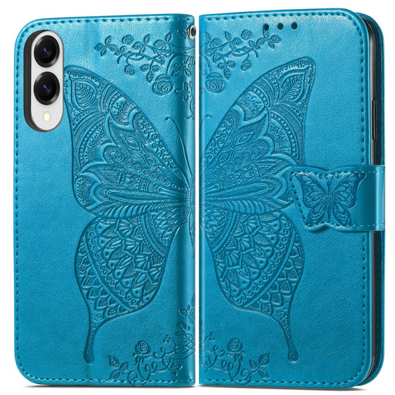 Откидной чехол для Samsung Galaxy S25 Edge, Butterfly, синий