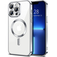Чохол для iPhone 13 Pro Max, Electro MagSafe, сріблястий + Скло на екран