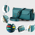 Чехол CASEME для Samsung Galaxy S25 FE, RFID Leather Wallet, с плечевым ремнем, зелёный