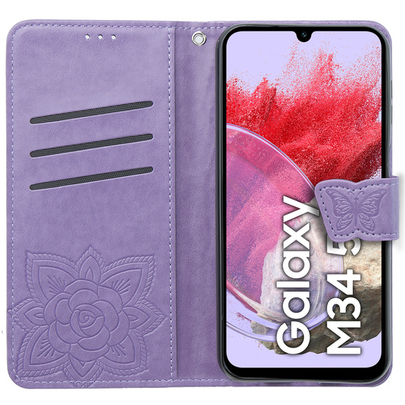 Чохол-книжка для Samsung Galaxy M34 5G, Butterfly, фіолетовий