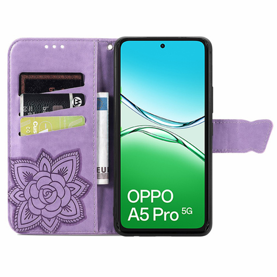 Откидной чехол для Oppo A5 Pro 5G, Butterfly, фиолетовый