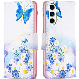 Откидной чехол для Samsung Galaxy S23 FE, Wallet, Butterfly & Flowers белый