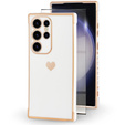 Чохол для Samsung Galaxy S23 Ultra, Electro heart, білий + Full Glue Ceramic Glass