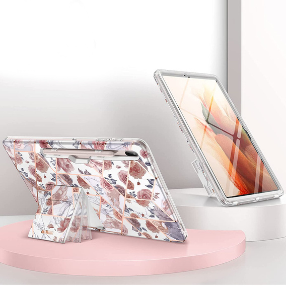 Чoхол до Samsung Galaxy Tab S7 FE, Suritch Full Body Marble, рожевий