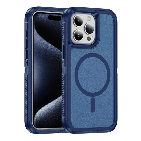 Чехол с рамкой для iPhone 15 Pro Max, для MagSafe, синий