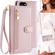 Чохол-книжка для iPhone 16E, Wallet Zipper Pocket, рожевий