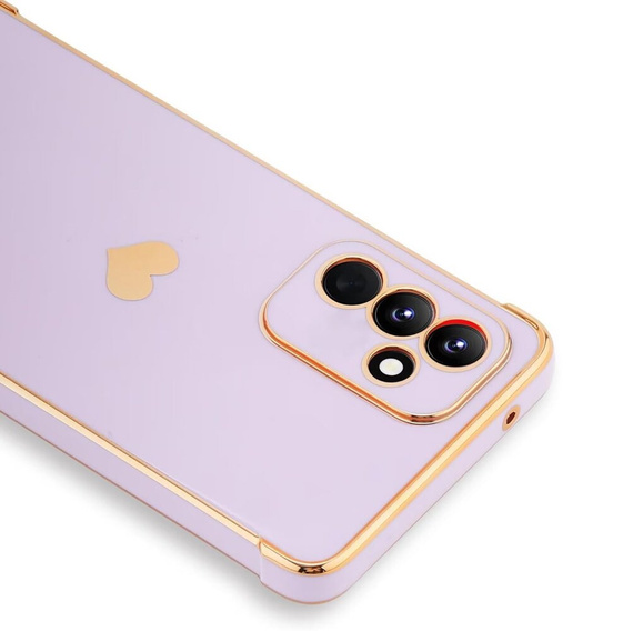 Чехол для Samsung Galaxy A25 5G, Electro heart, фиолетовый + полное клеевое керамическое стекло