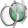 2в1 чехол и защитное стекло для часов Samsung Galaxy Watch 4 44mm, Silver