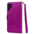 Чохол-книжка для Samsung Galaxy S24 Ultra, Wallet Zipper Pocket Glittery, фіолетовий