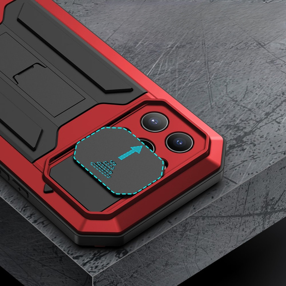 Чохол для iPhone 13 Pro Max, R-JUST CamShield Slide, броньований, червоний / чорний